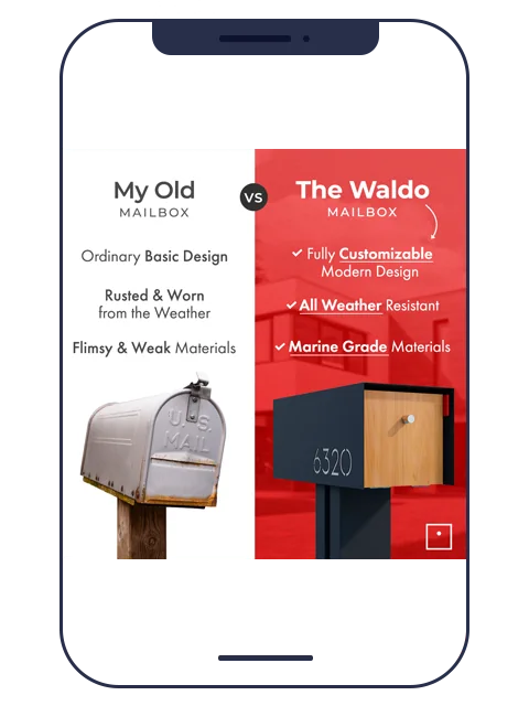 Custom mailbox comparison ad